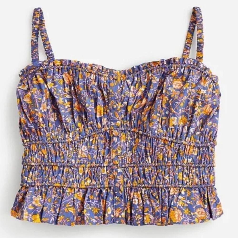 J.Crew NEW Organic Cotton Purple Floral Crop Tank Top Midnight Floral Womens XL